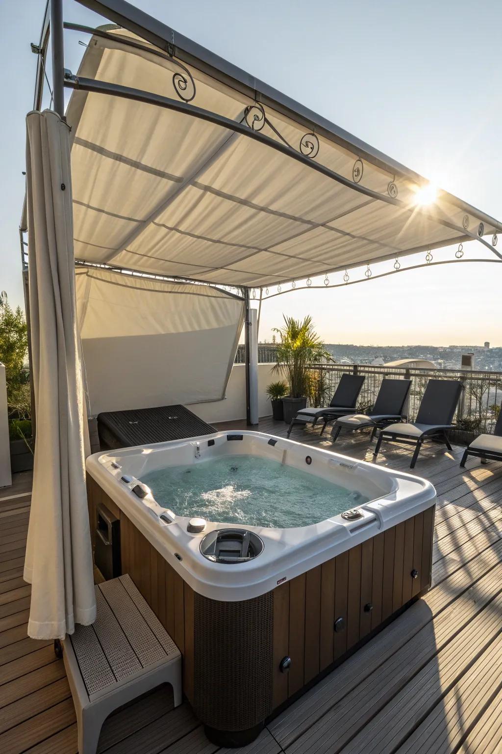 Enjoy sun and shade with a convertible cover.