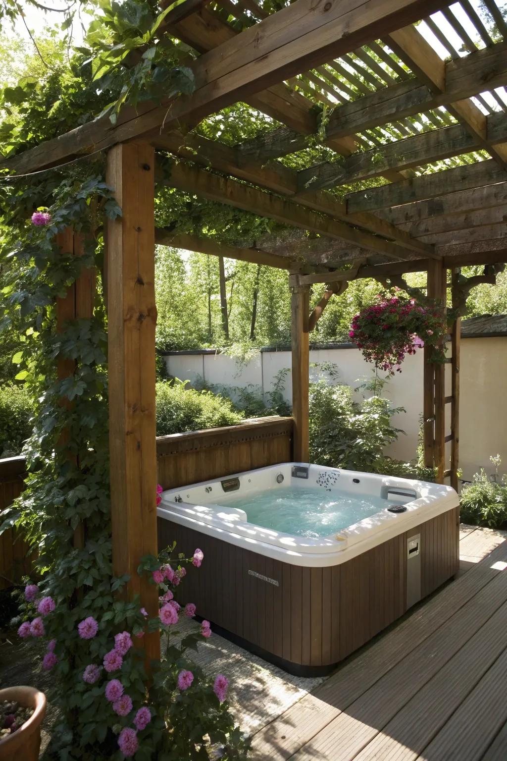 Elevate your hot tub's ambiance with a pergola.
