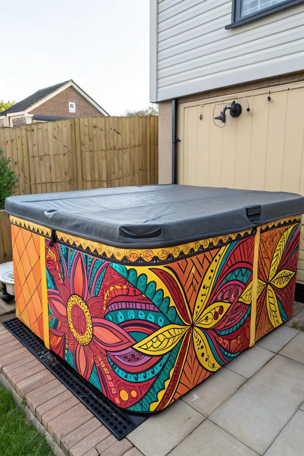 Express yourself with an artistic hot tub cover.
