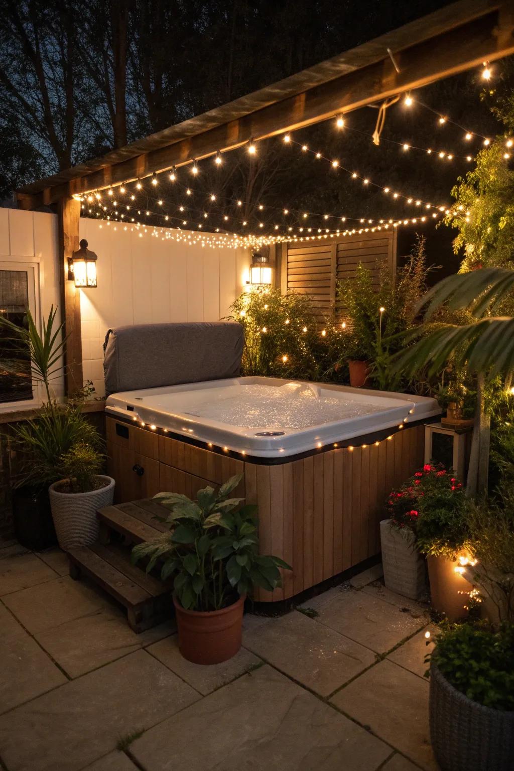 Add a decorative touch to your hot tub area.
