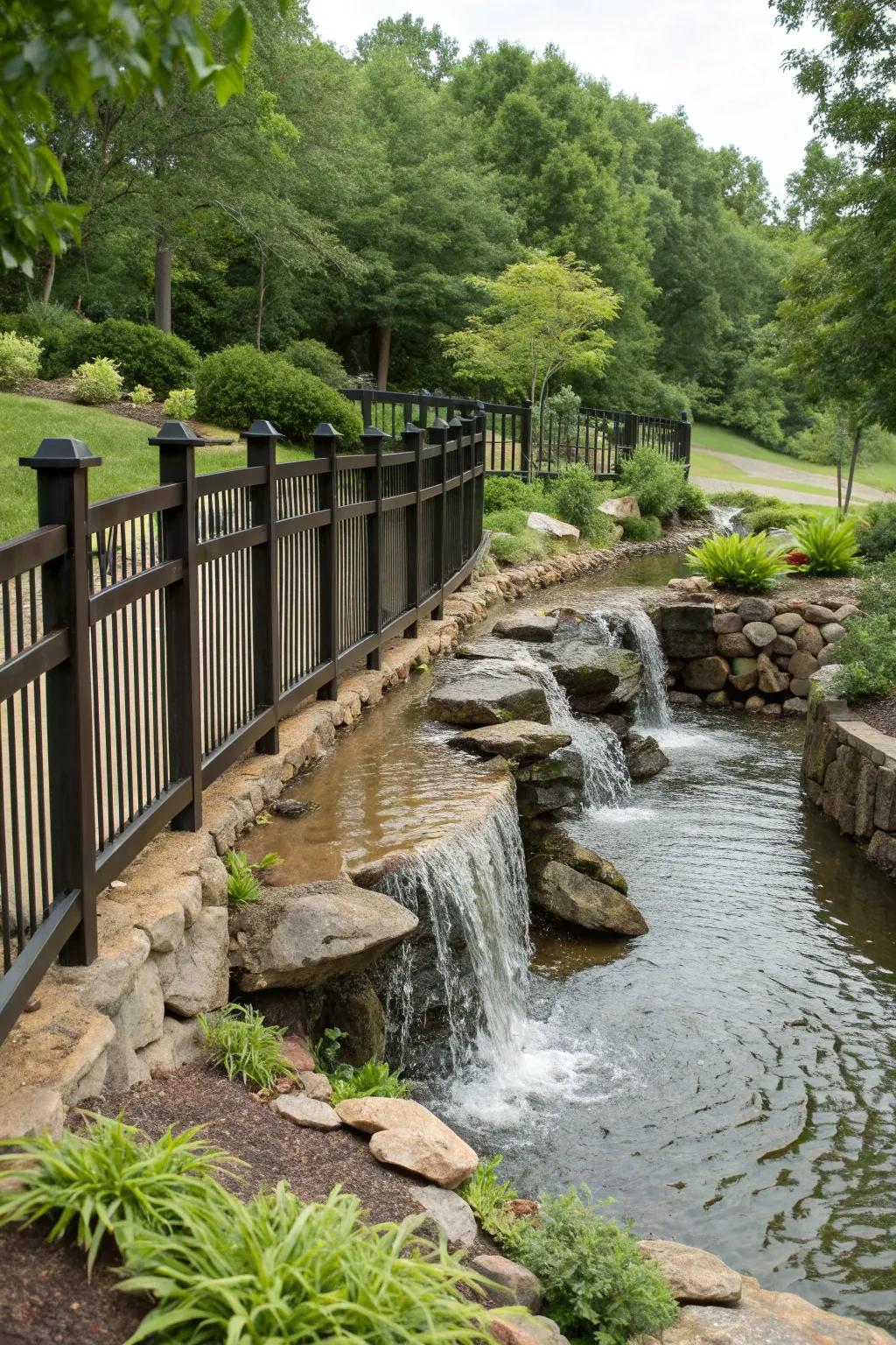 Enhance your garden's tranquility with a cascading water feature.