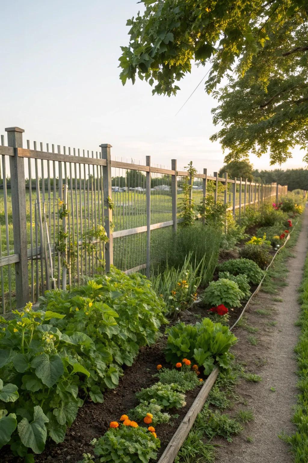 Combine beauty and functionality with an edible fence garden.
