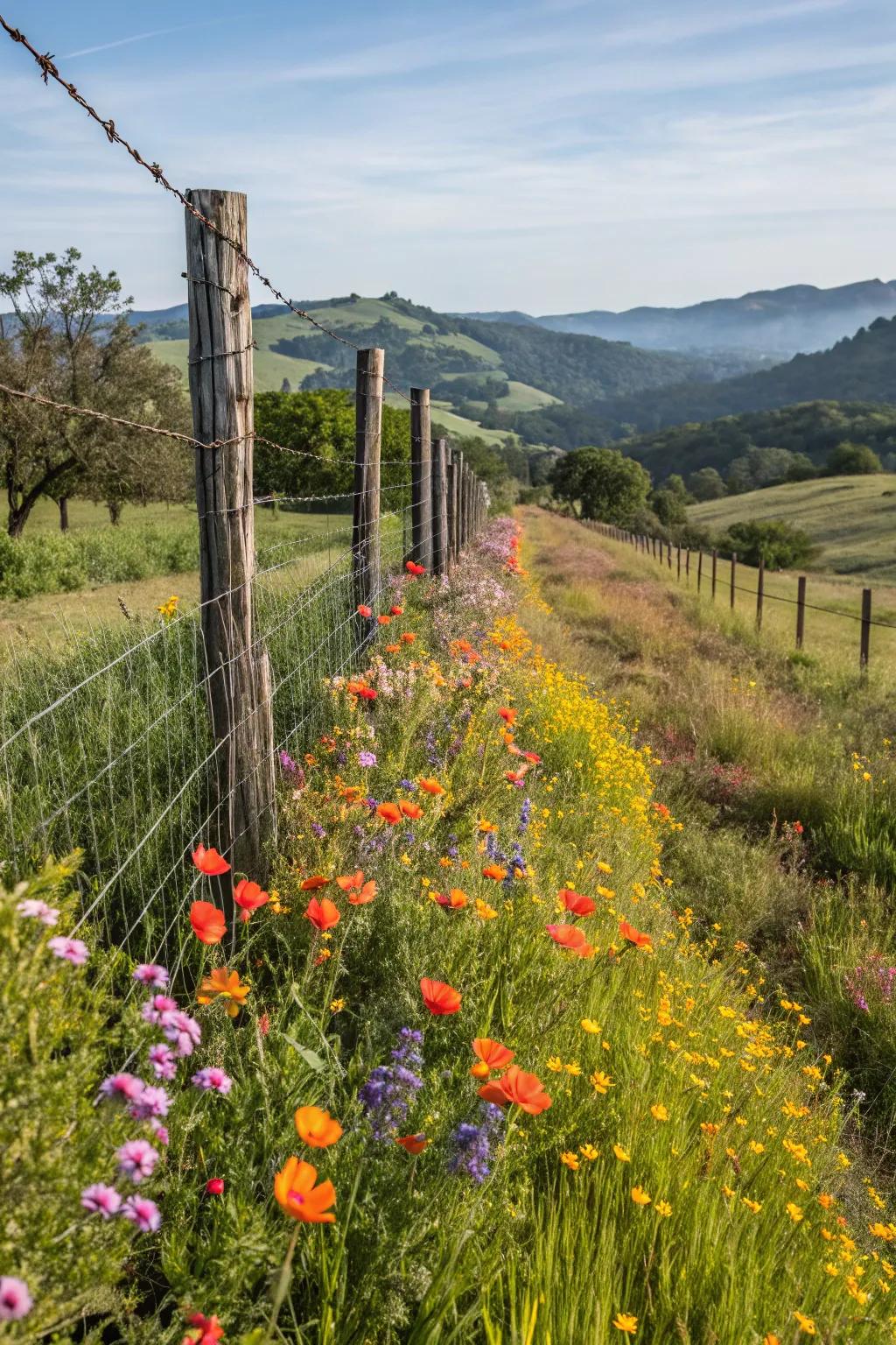 Support local wildlife with a fence lined with native wildflowers.