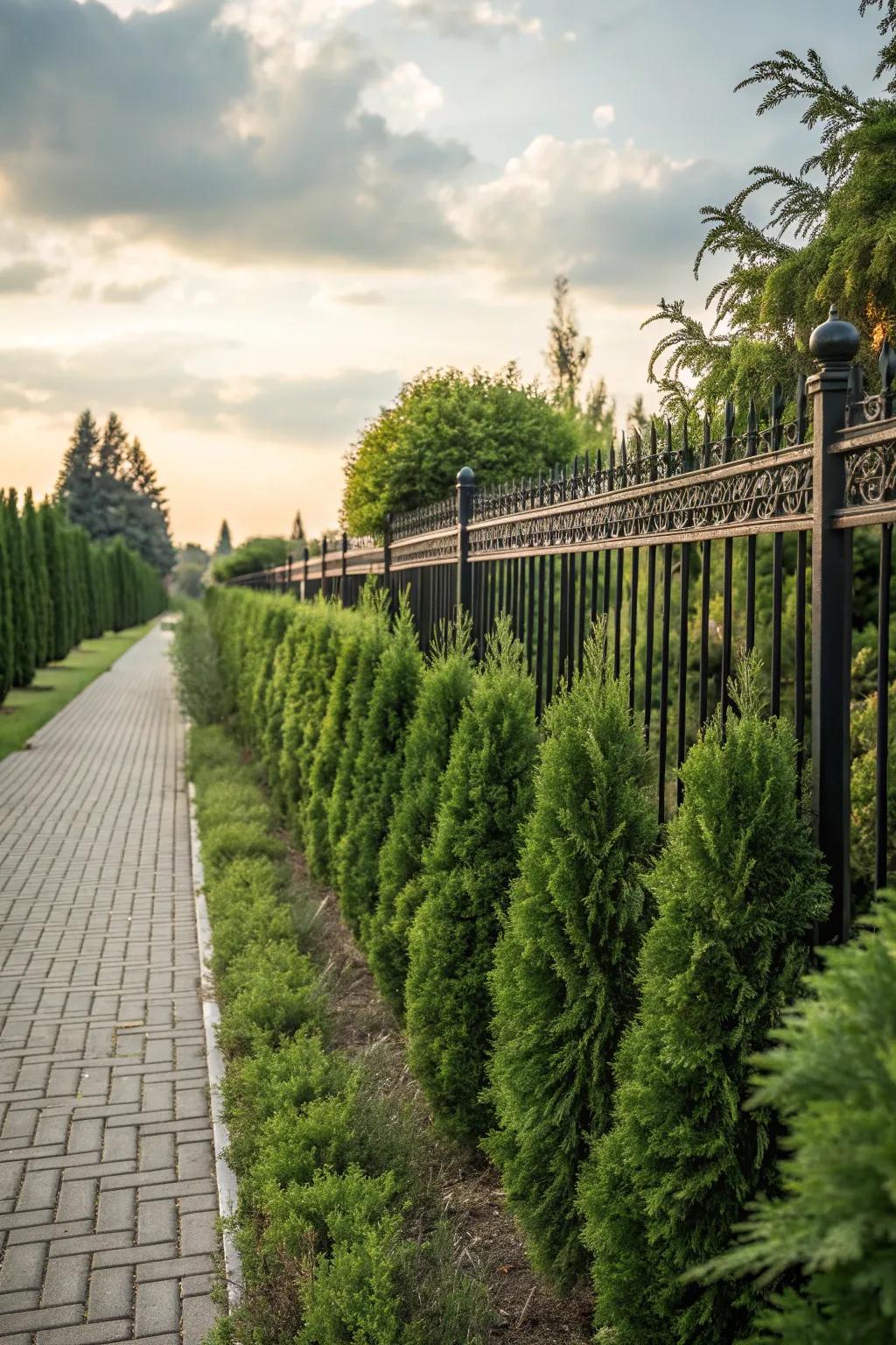 A lush green backdrop adds privacy and tranquility to your space.