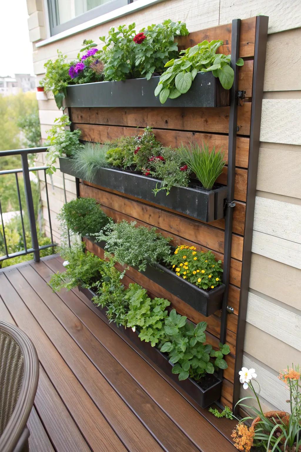 Vertical garden planters optimize space creatively.