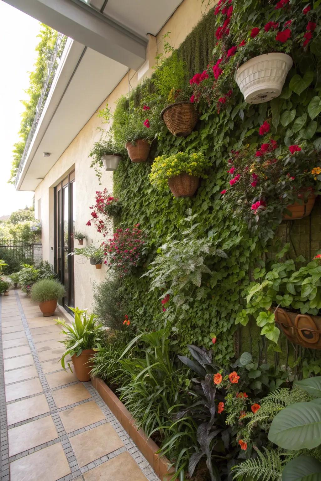 Vertical gardens transform walls into living art pieces.