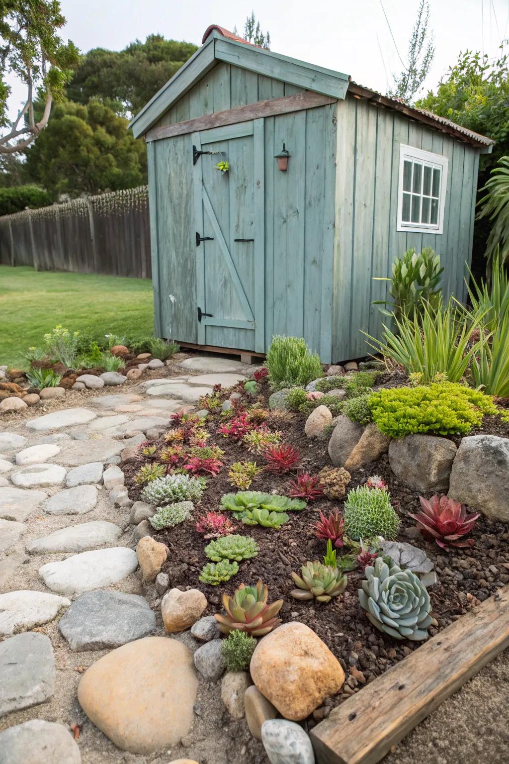 A rock garden offers a distinctive texture and visual interest.