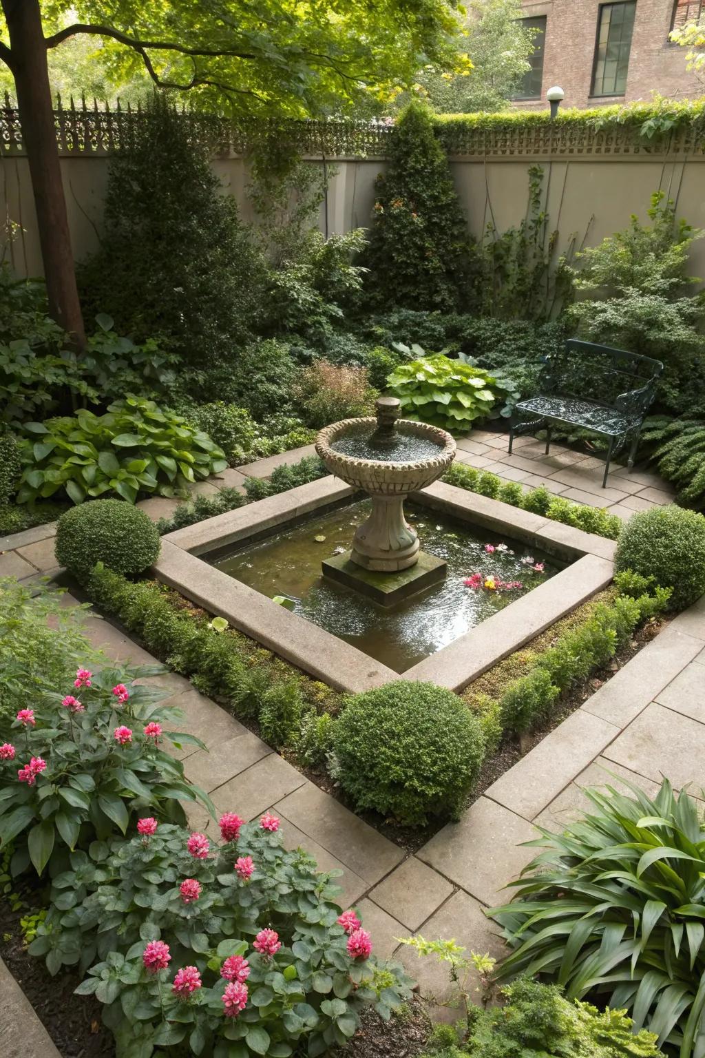 Add a calming element to your garden with a water feature.