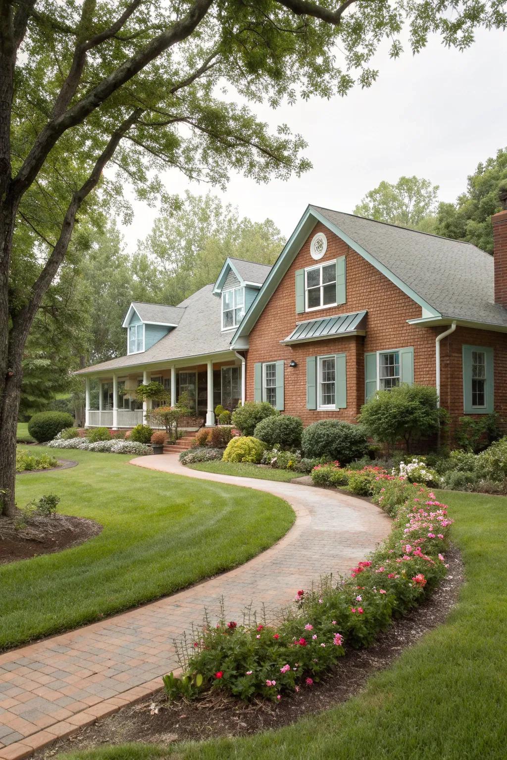 Soft blue and beige for a calming exterior.