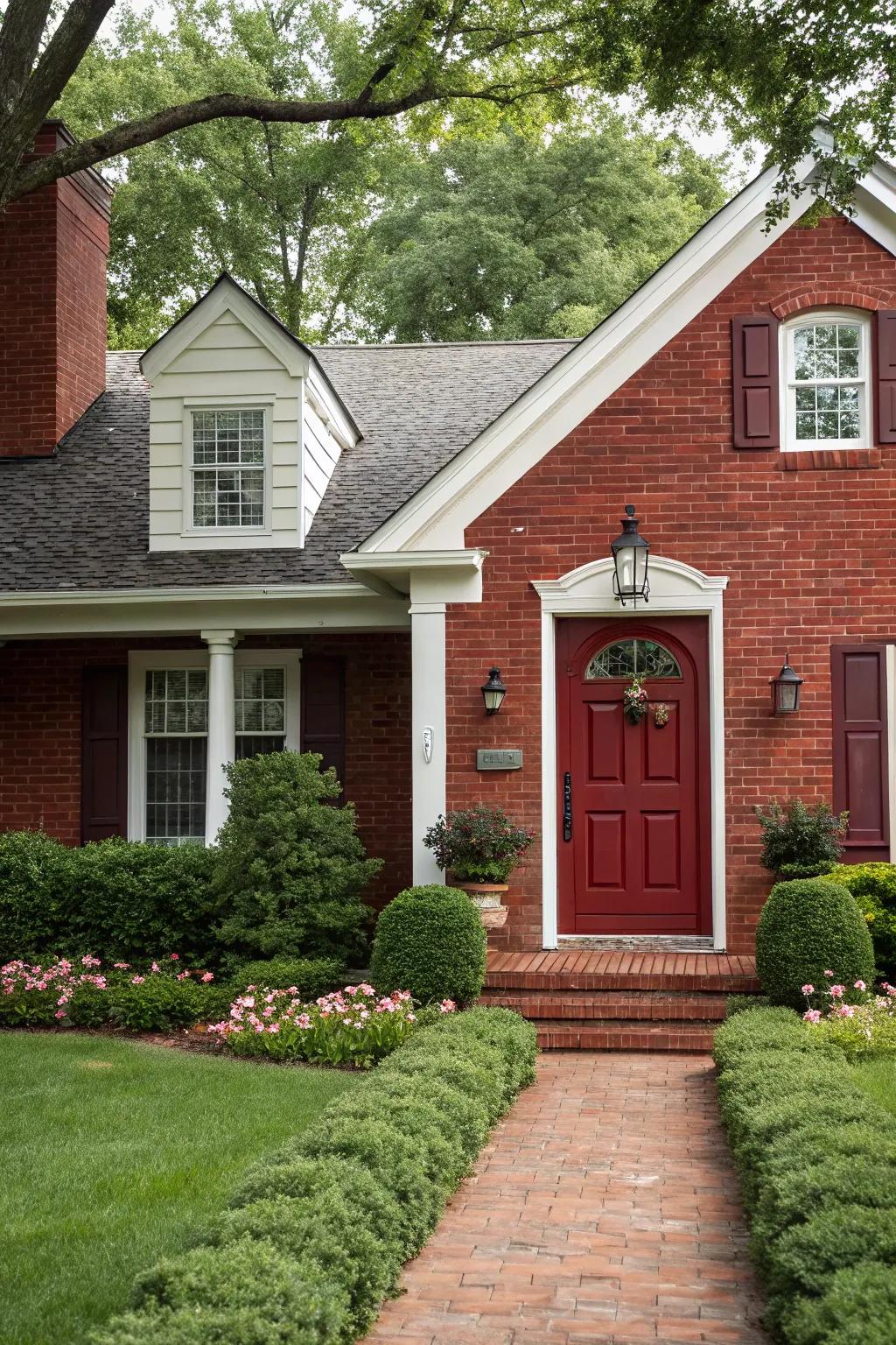 Bold red accents for a cohesive look.