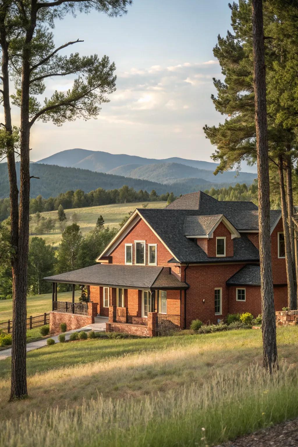 Rustic charm with charcoal and beige tones.