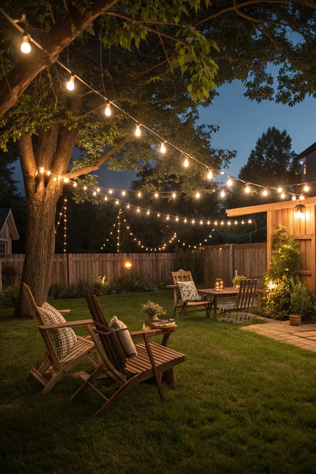 String lights add a touch of magic to your backyard evenings.