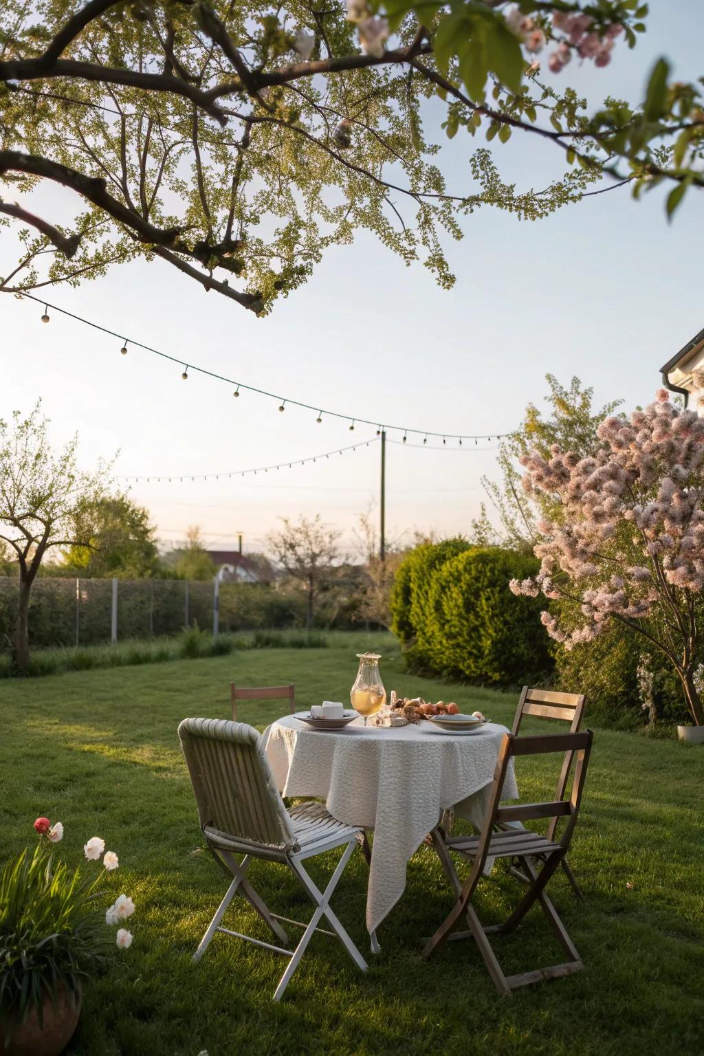 An outdoor dining area invites you to enjoy meals under the sky.