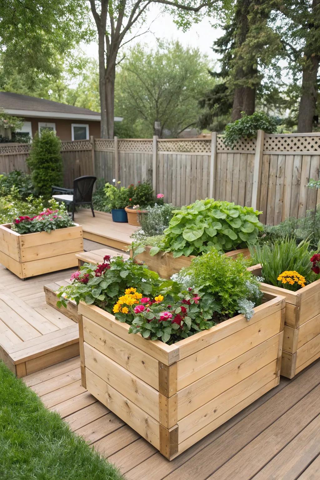 DIY planters bring a splash of greenery to your backyard.
