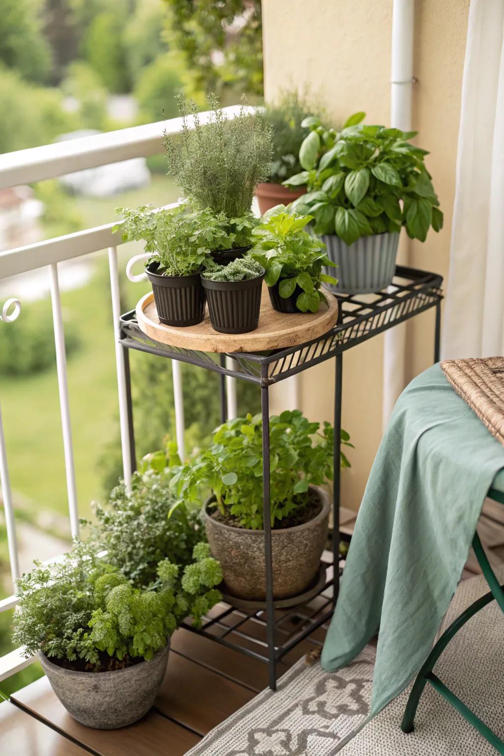 Maximize your space with a multifunctional herb garden table.