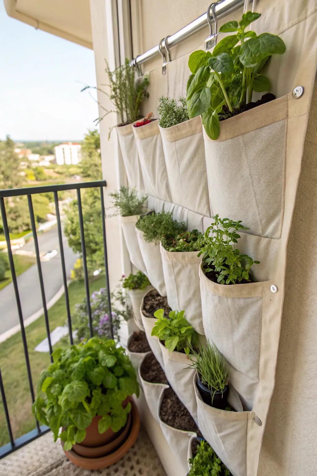 Repurpose a shoe organizer for a practical herb display.