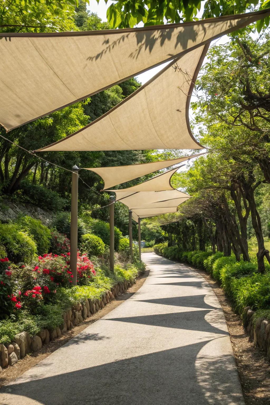Walk in comfort along a shaded garden path.