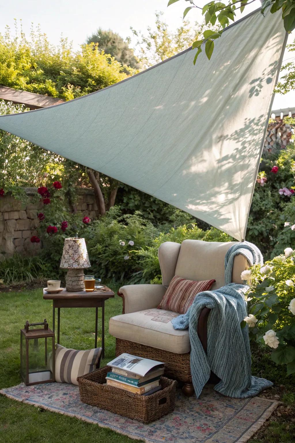 Find peace in a shaded reading nook.