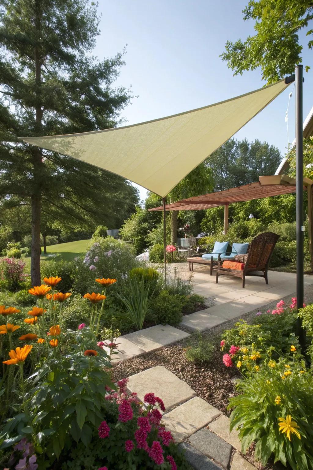 Brighten up your garden with a colorful accent sail.