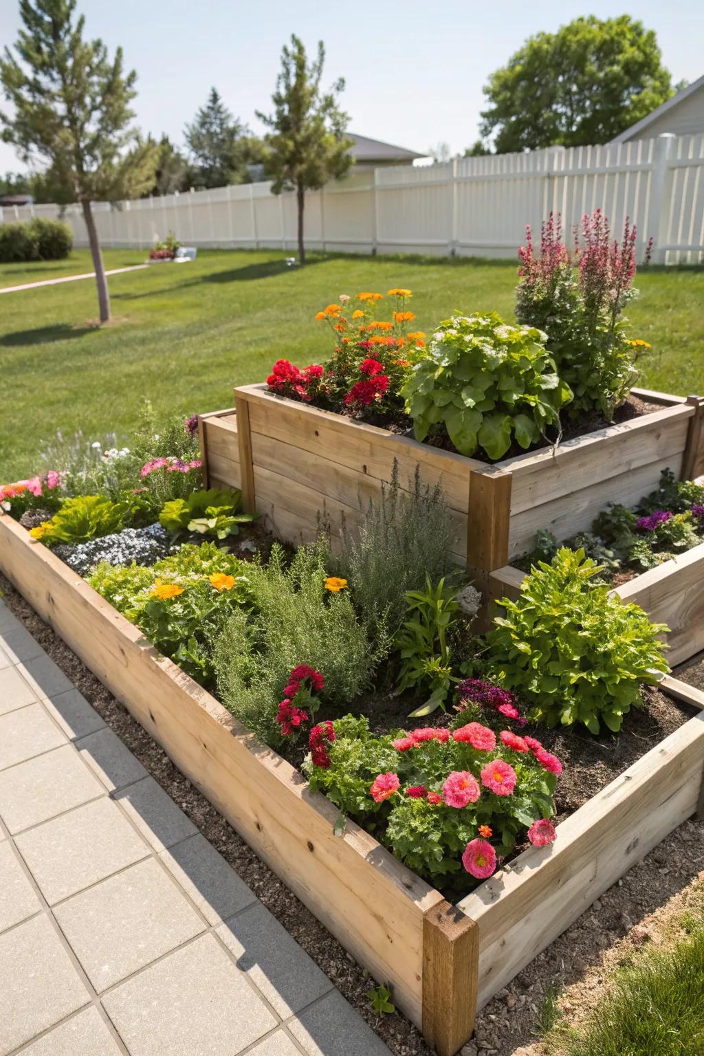 Two-tier beds add depth and accessibility to your garden.