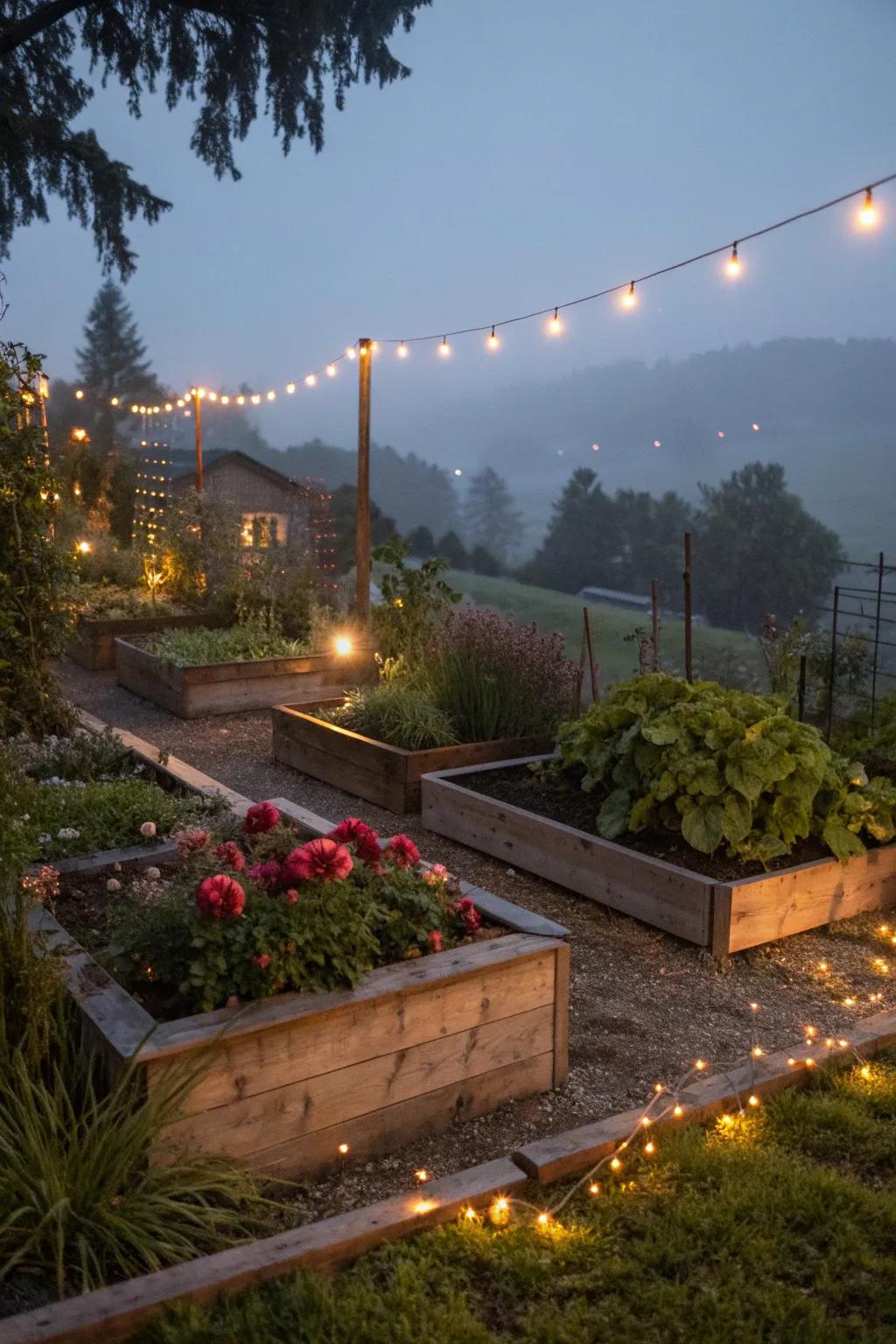 Pretty lights turn your garden into a magical nighttime retreat.
