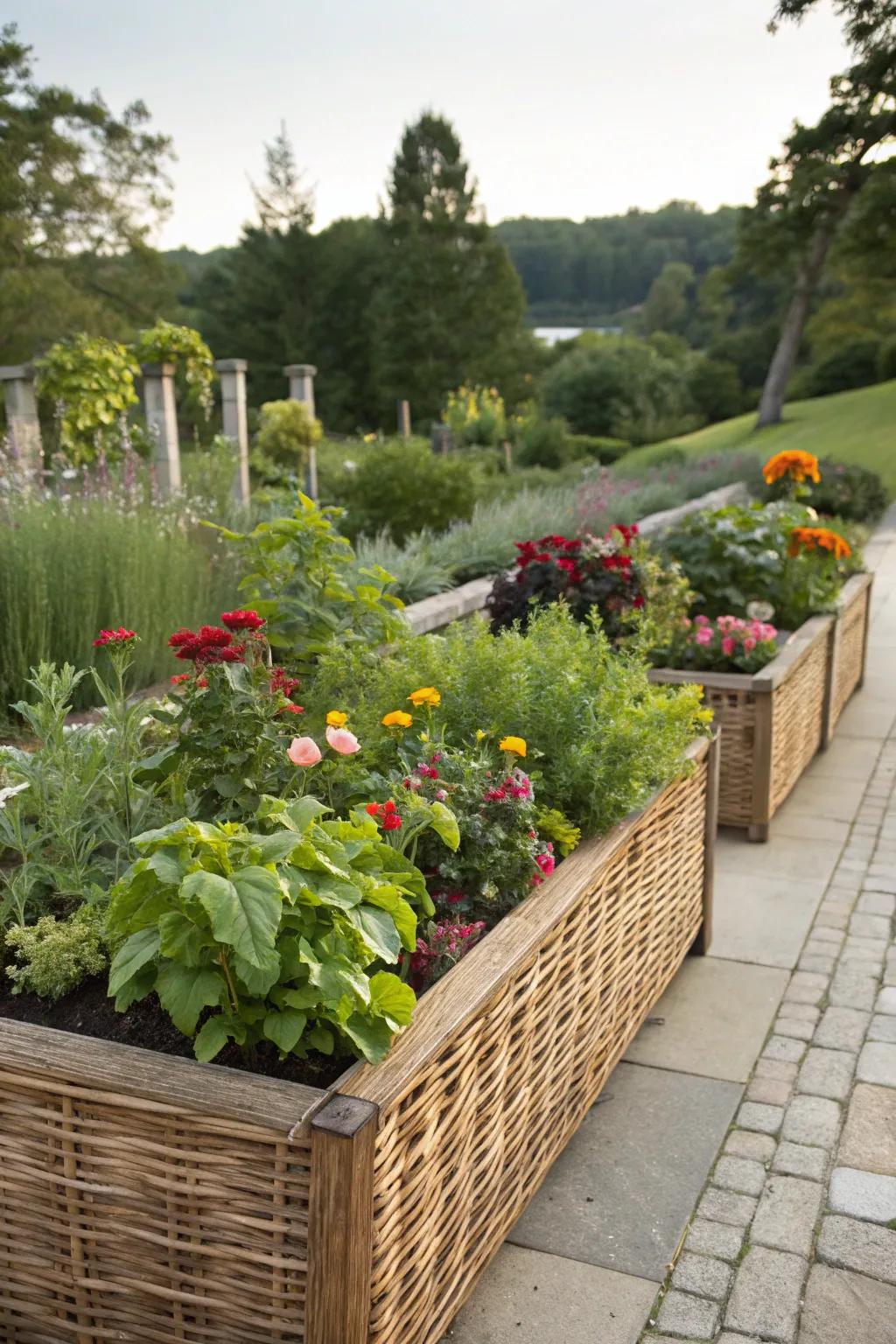 Wicker walls add charm and texture to your garden.