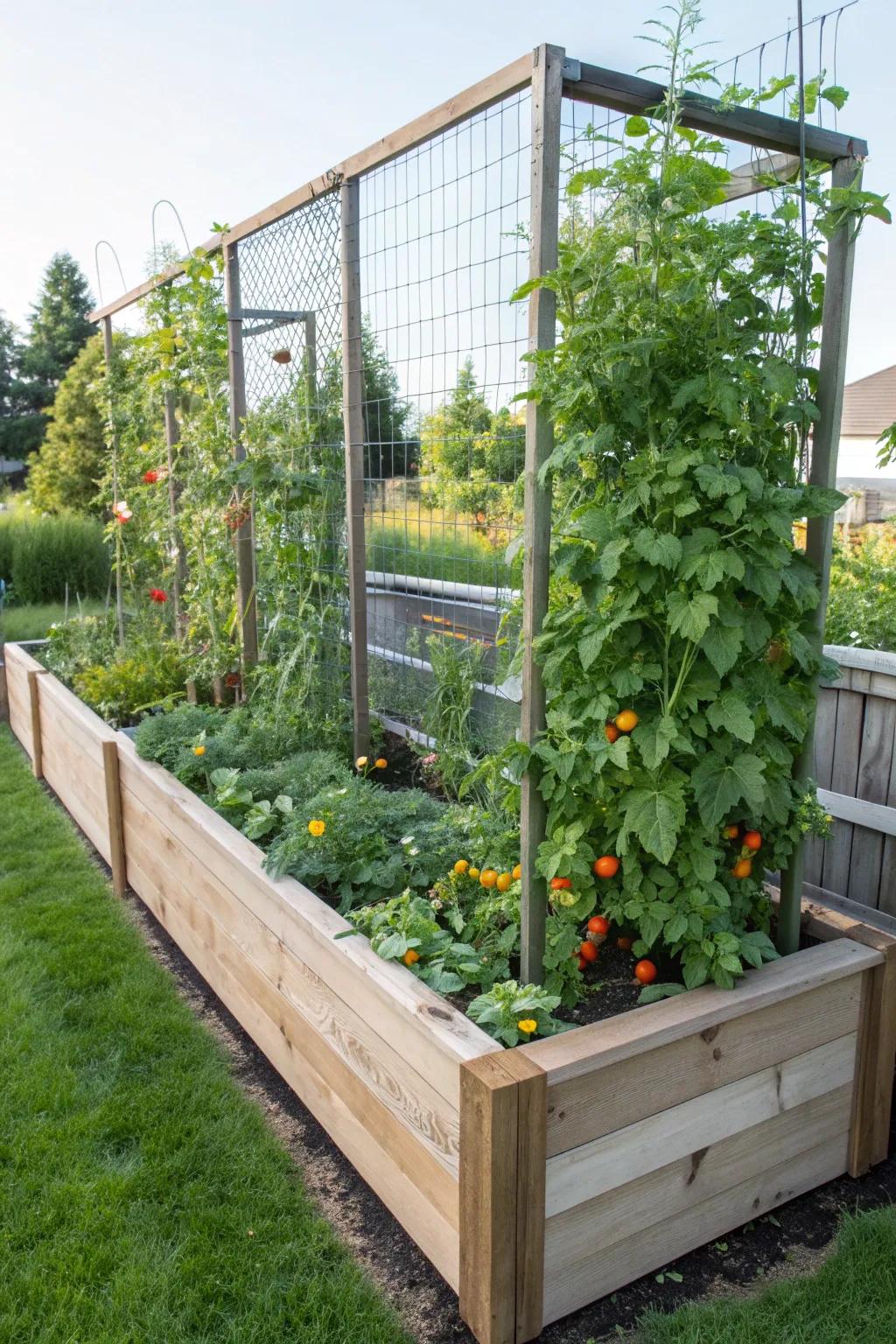 A fence provides support and maximizes space in your garden.