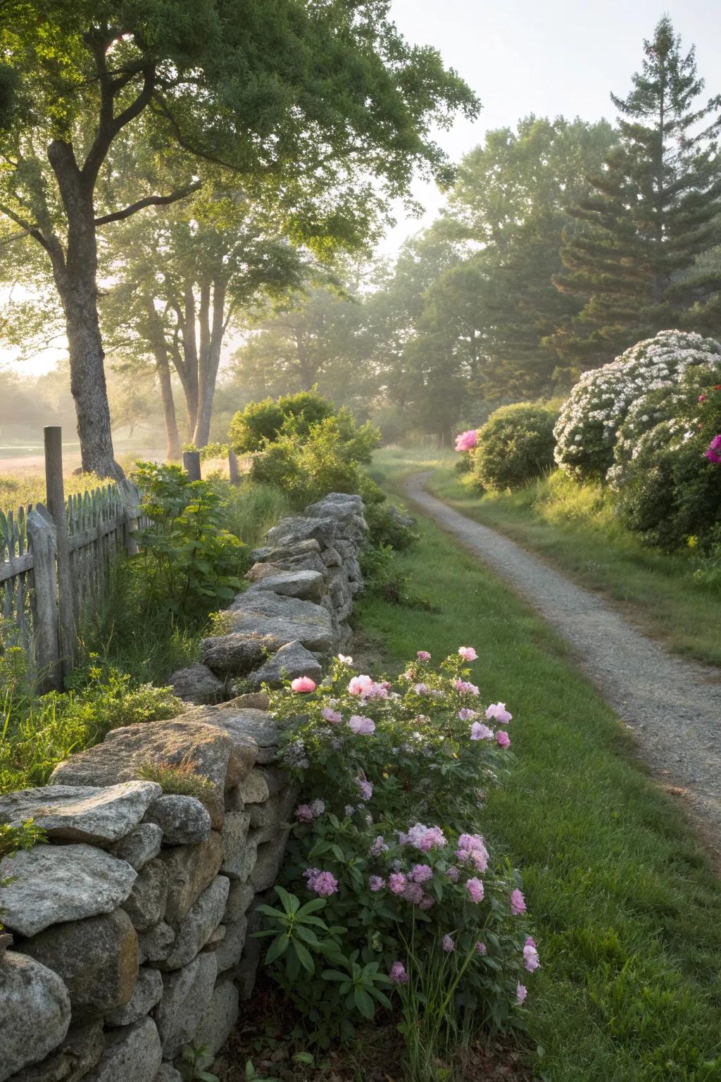 Natural stone fences offer a serene and timeless appeal.