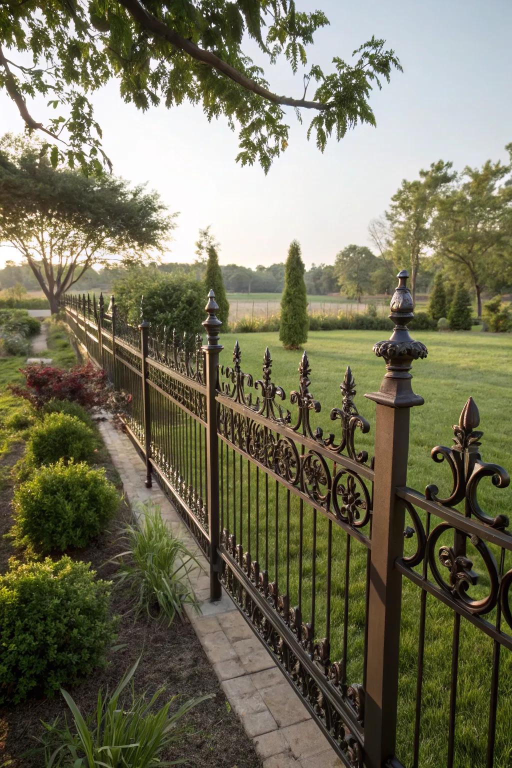Iron accents add elegance and durability to your fence.