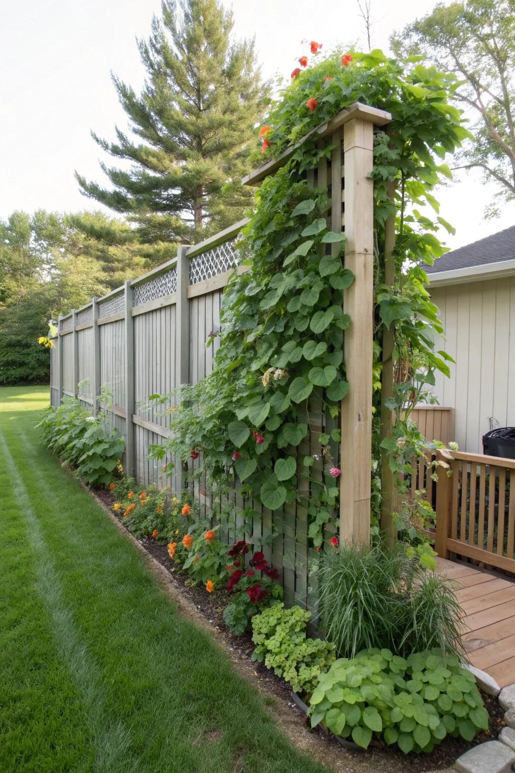 A vertical garden adds life and privacy to your fence.