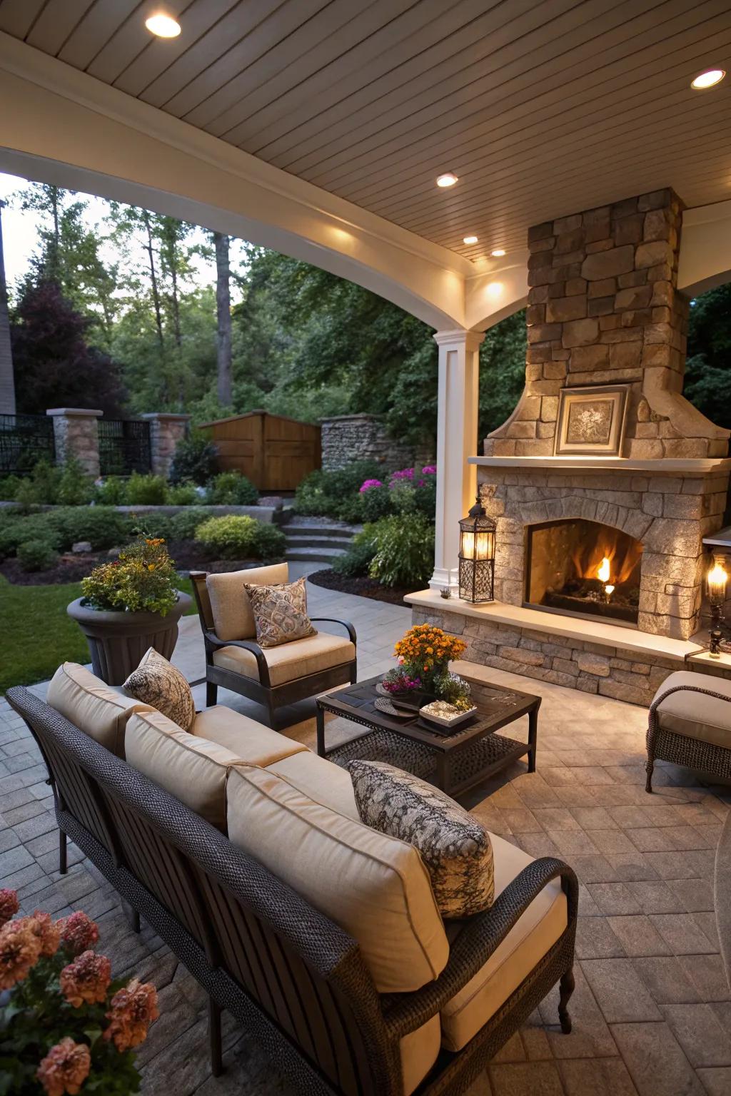Create a private retreat with a cozy outdoor living space.