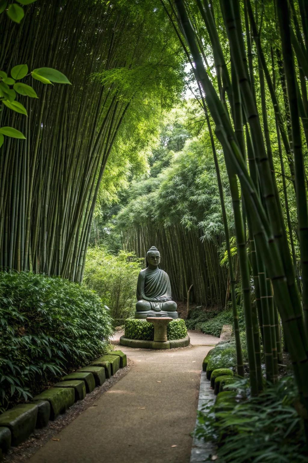 A bamboo grove adds a mystical and enclosed feel to the garden
