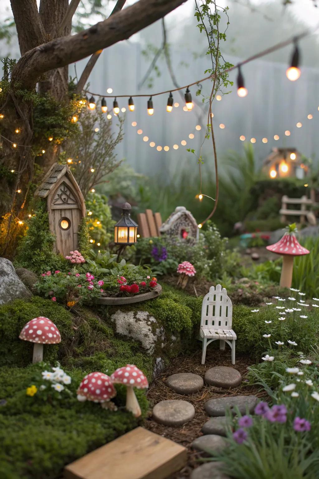 An enchanted fairy garden filled with whimsy and wonder.
