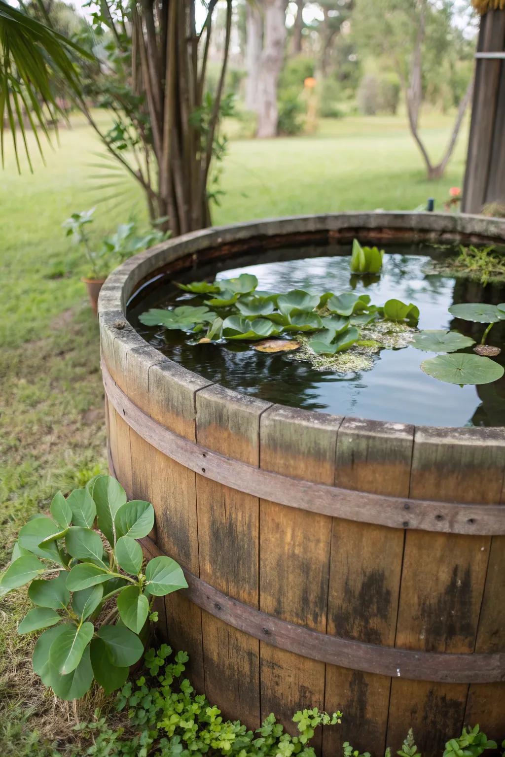 Unique containers can give your pond a distinctive and charming look.