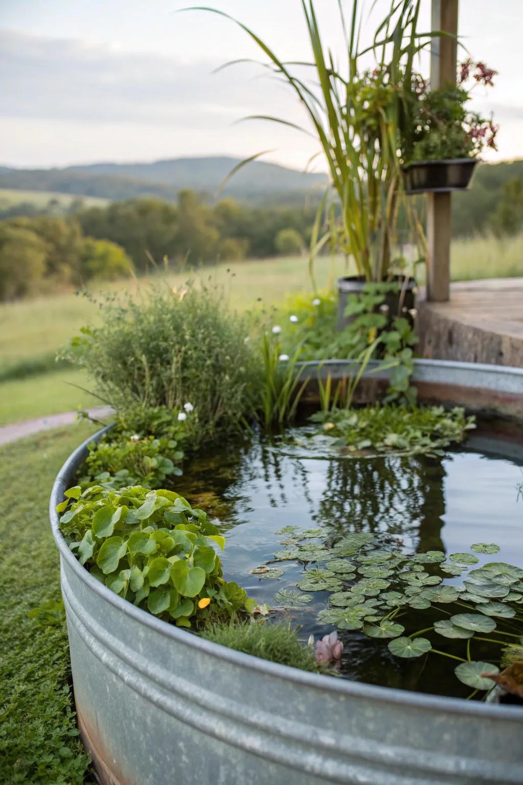 A raised pond offers a modern and stylish garden feature.