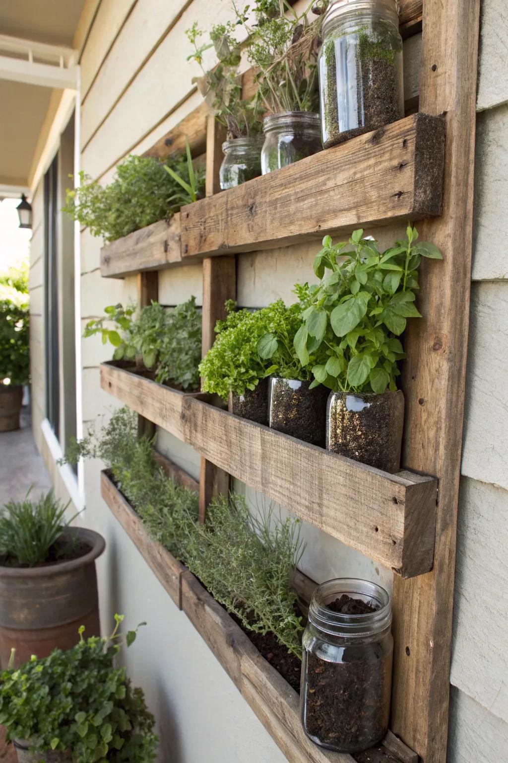 Build a vertical herb wall for easy access and fresh flavors.