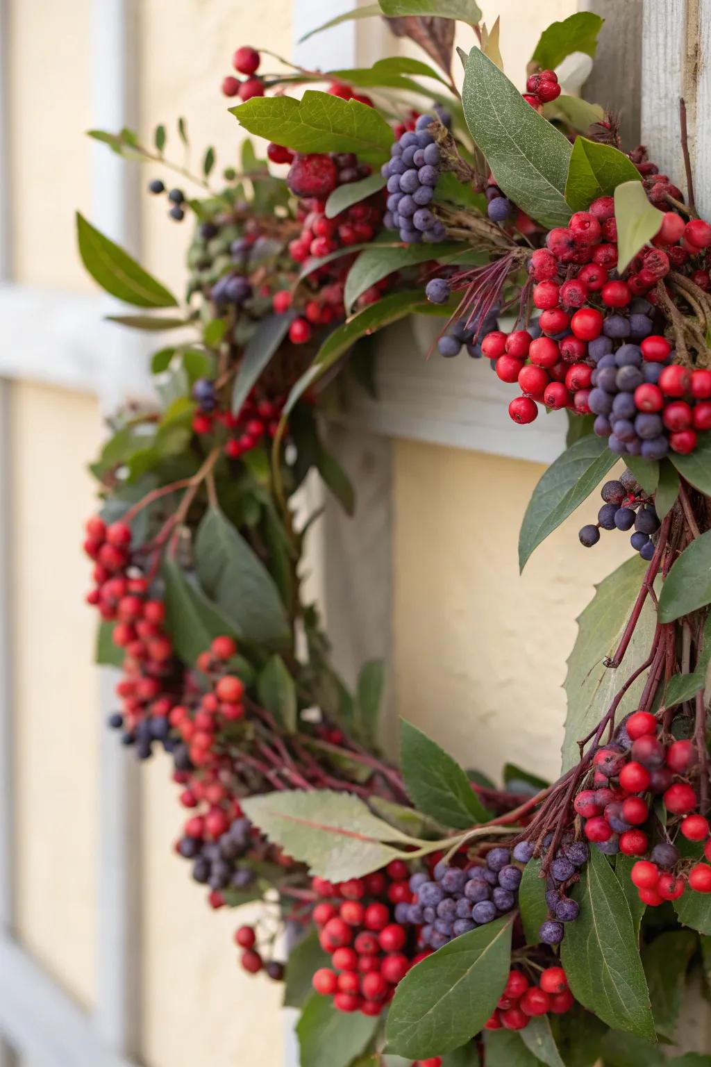 Berries bring life and color to this autumn wreath.