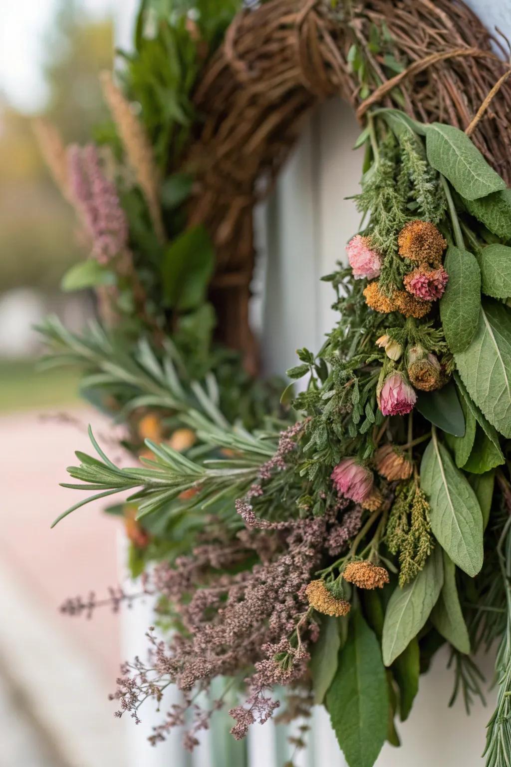A garden-inspired wreath that’s both fragrant and beautiful.