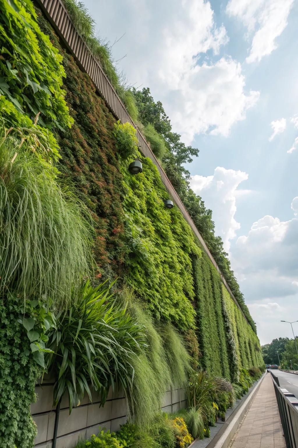 Vertical gardens are a stunning way to maximize green space.