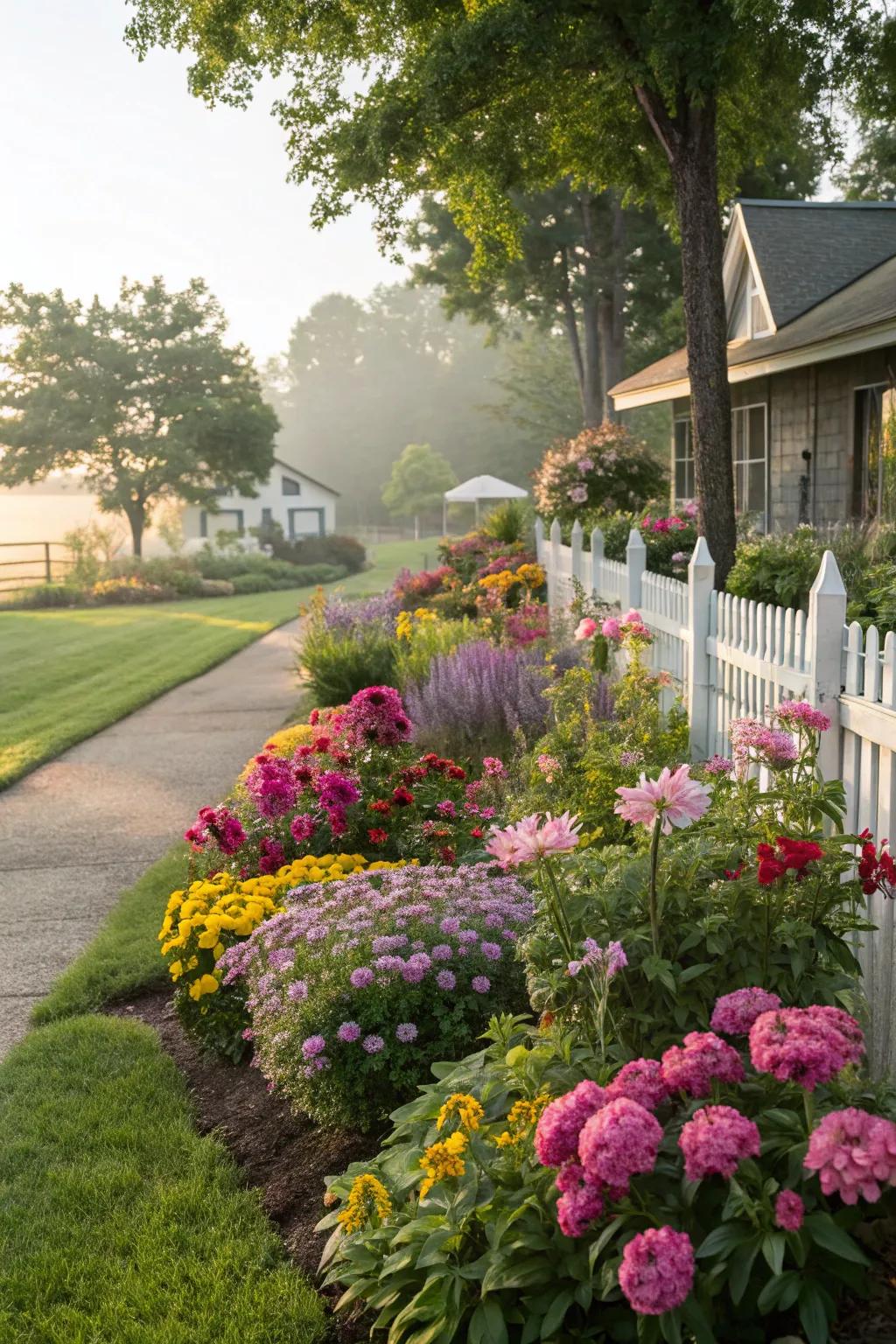 Brighten up your front yard with vibrant flower beds.