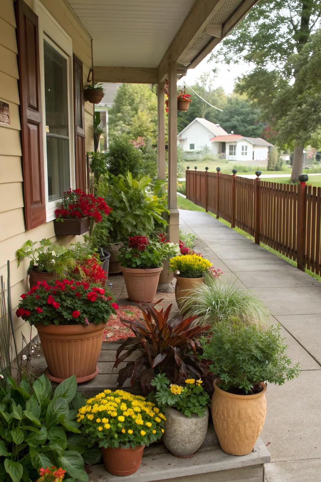 Enhance your garden with versatile potted plant arrangements.