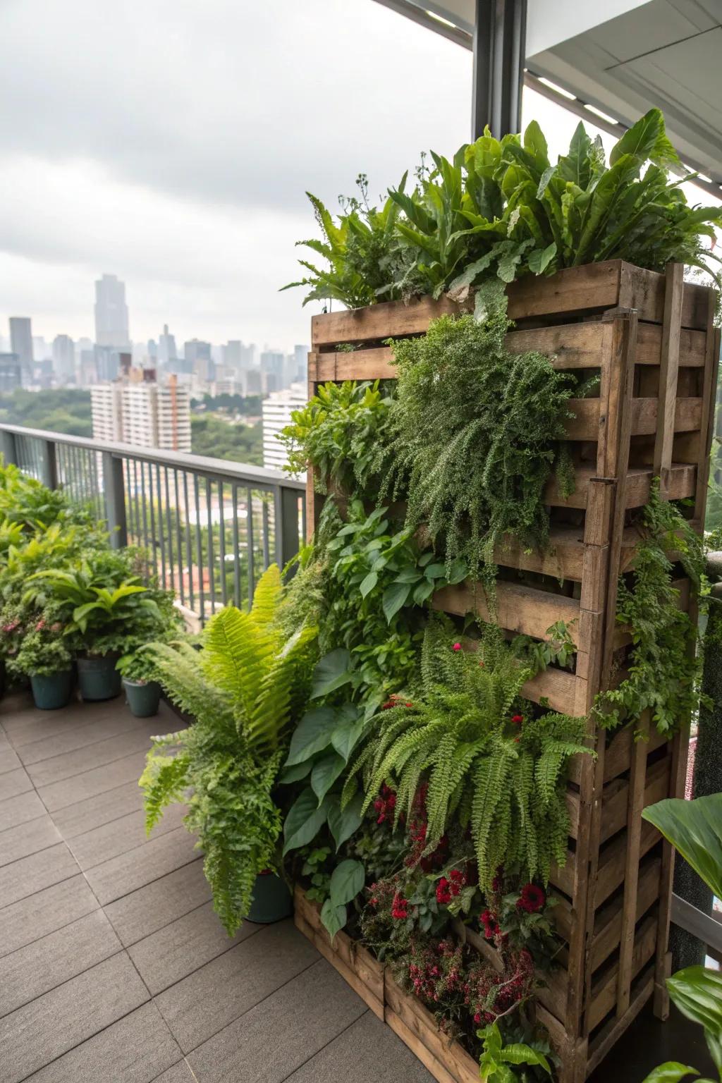A lush urban jungle created on a pallet.
