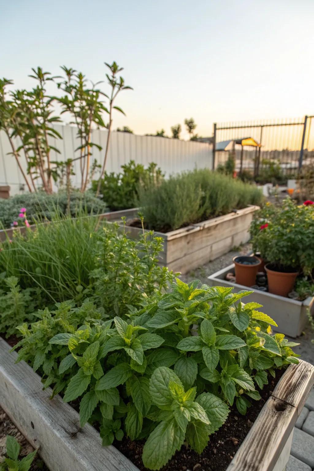 A cocktail garden provides fresh ingredients for delightful drinks.