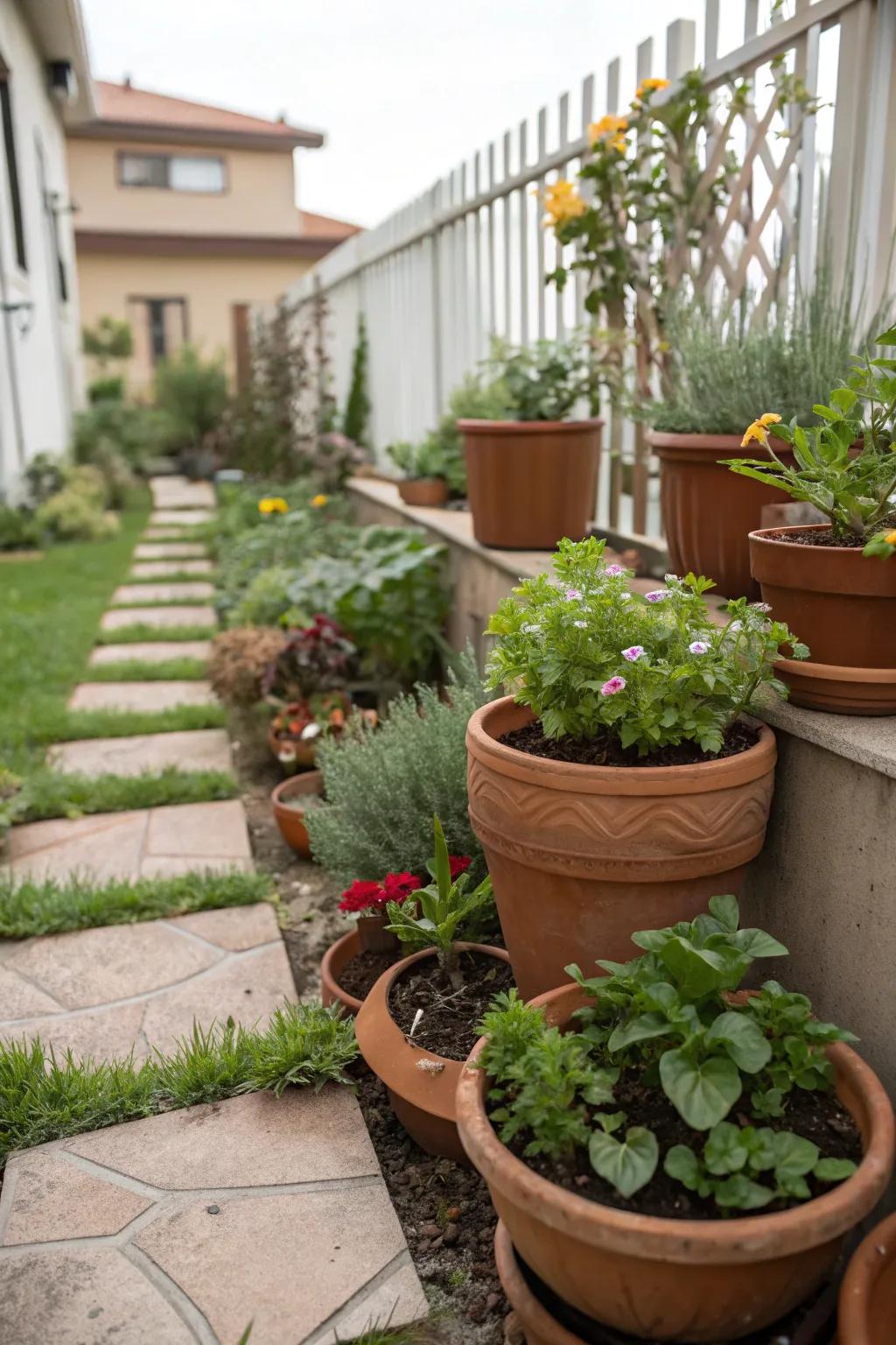 Terra-cotta pots bring an earthy charm to your garden.