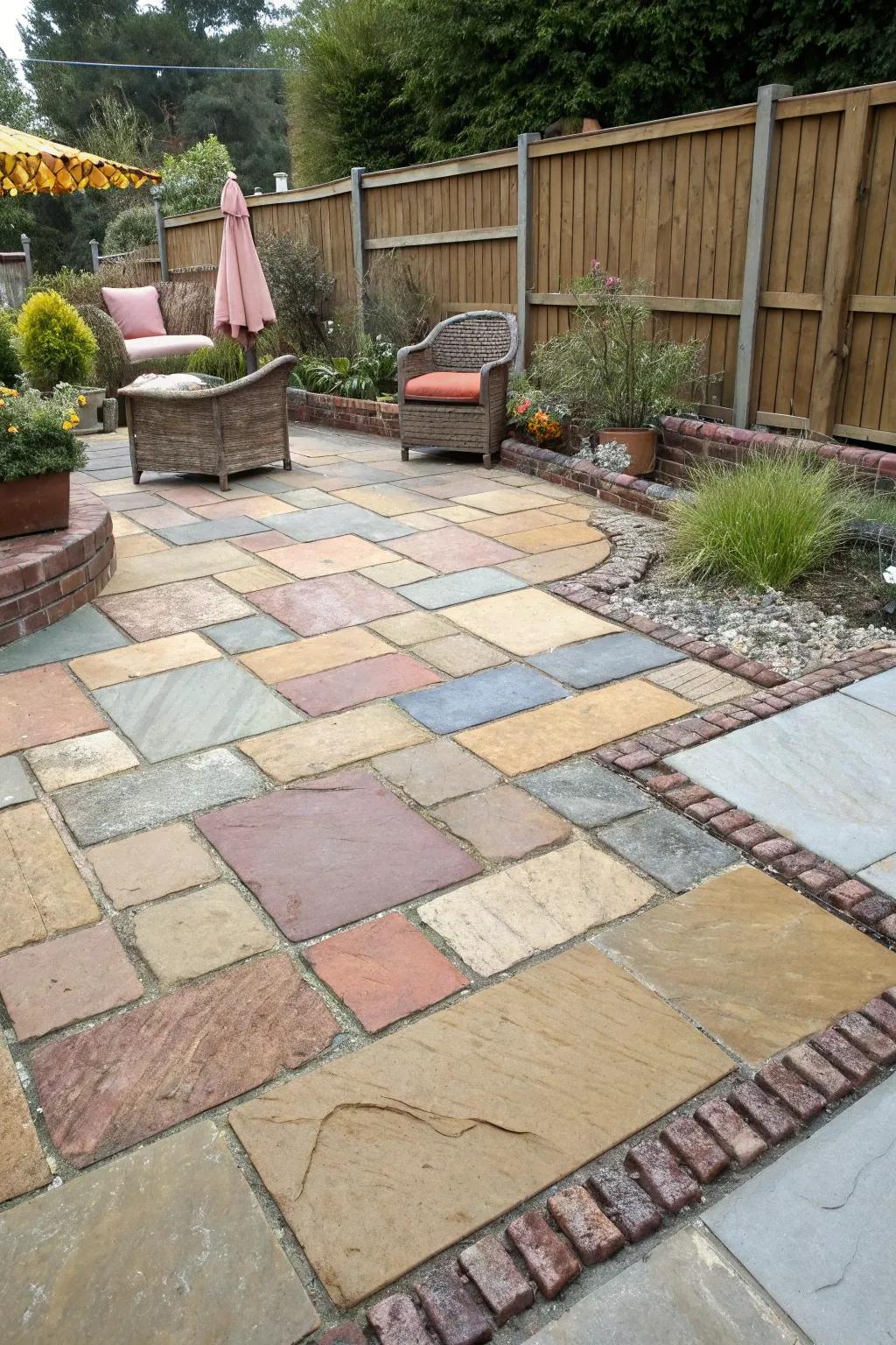 Patchwork paving adds a playful touch to any space.