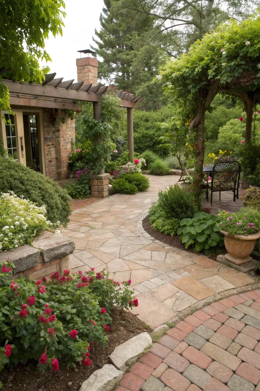 Recycled pavers bring an eco-friendly charm to your space.