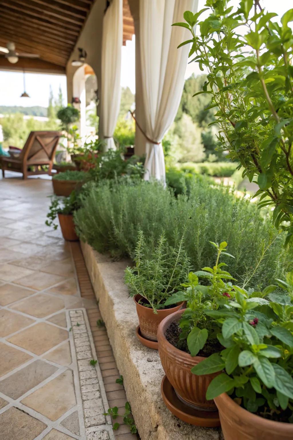 Herb borders add fragrance and function to your patio.