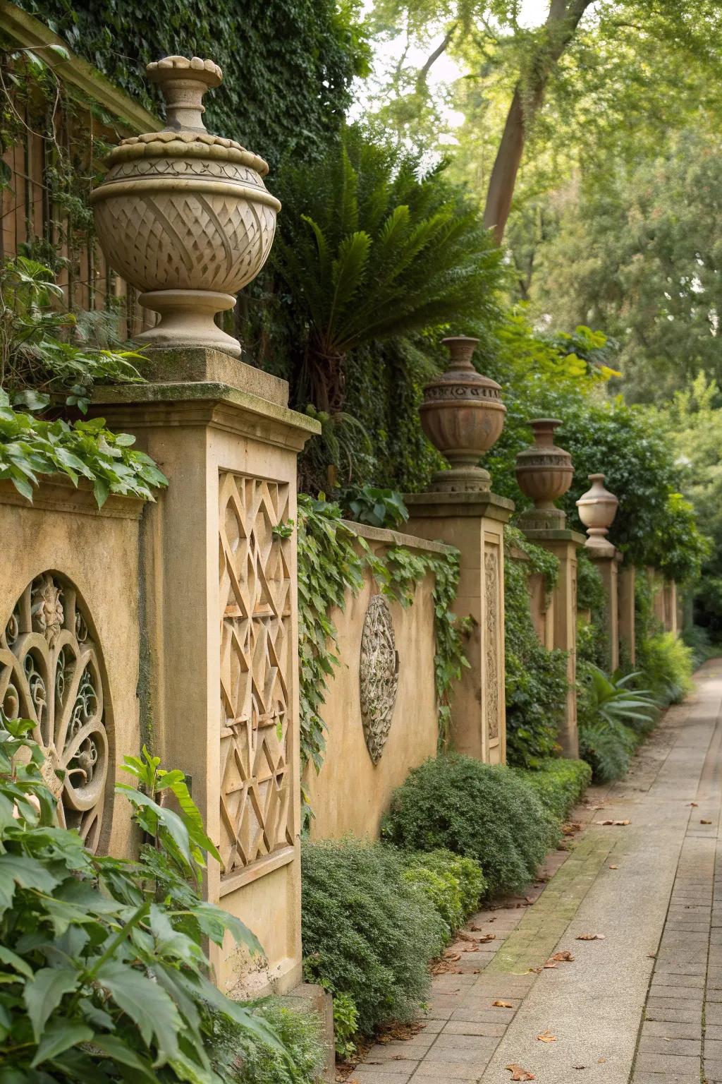 A garden wall that doubles as an artistic sculpture.