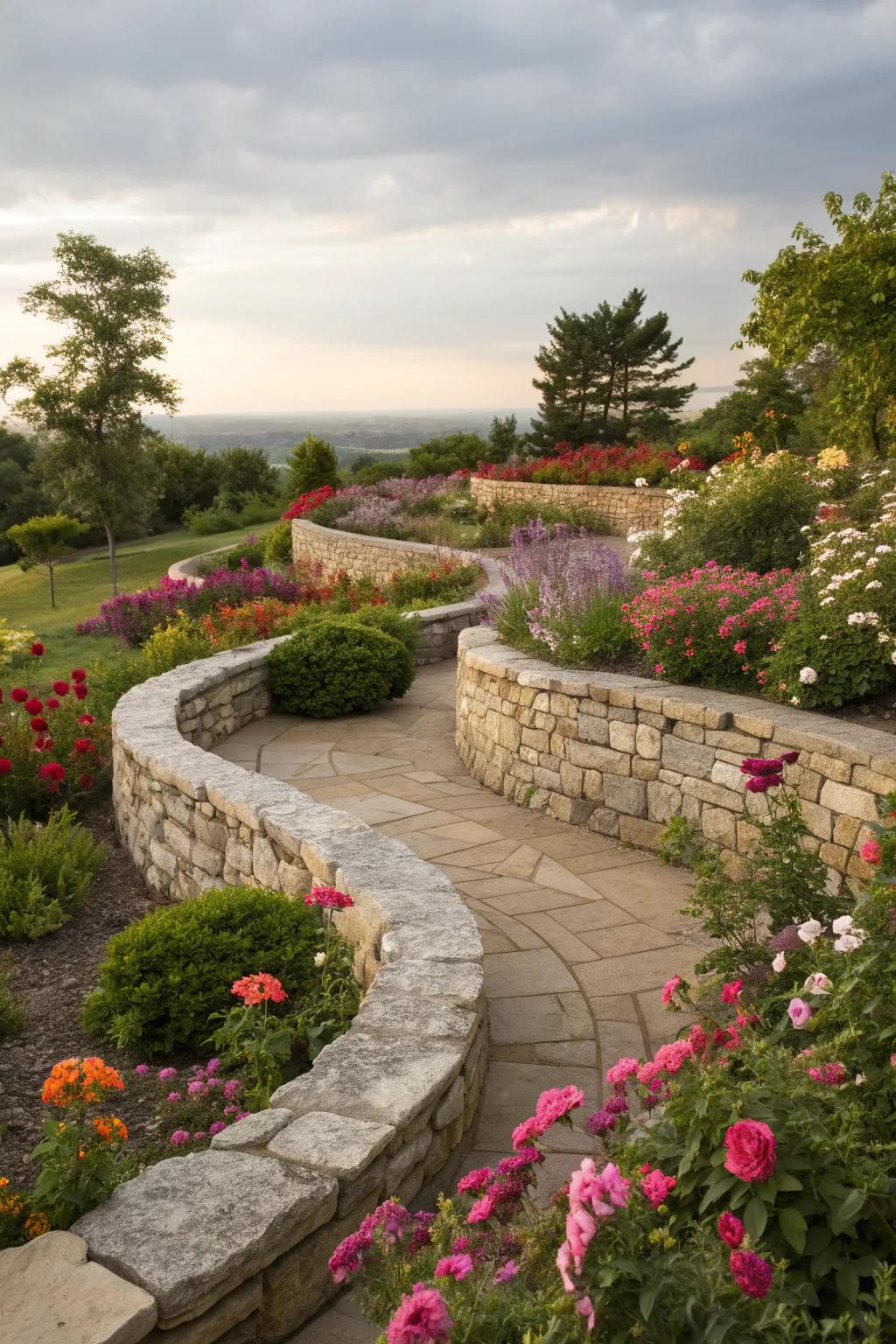 A garden wall with elegant curves for a natural touch.