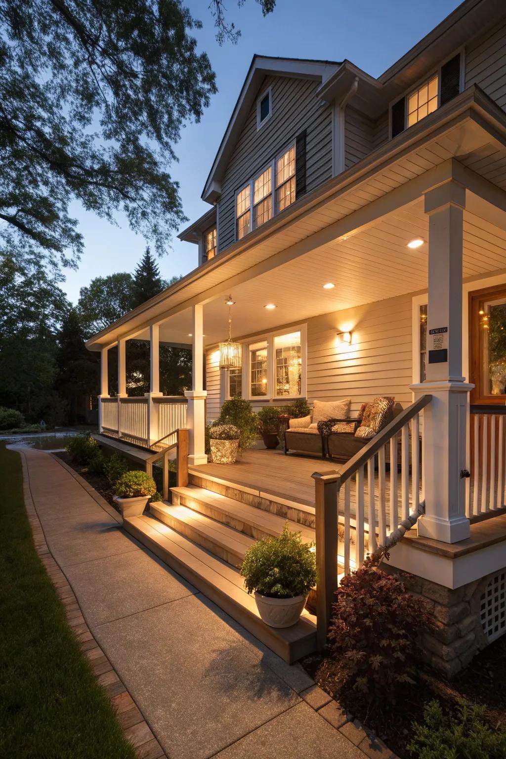 Illuminate your porch with stylish outdoor lighting.